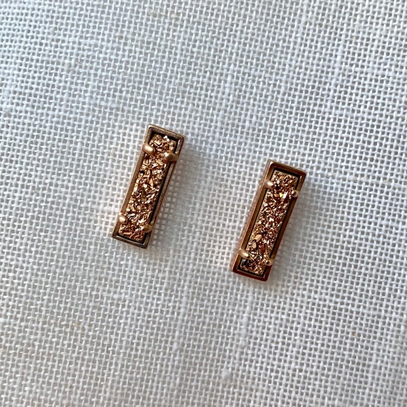KENDRA SCOTT Lady Stud Earrings in Rose Gold Drusy - Picture 4 of 7